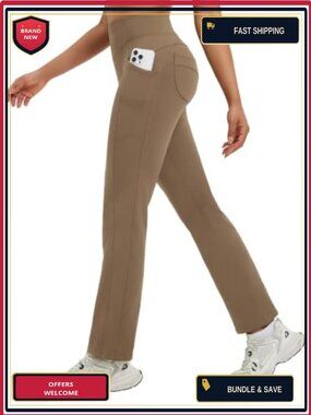 Fleece Lined High Waist Bootcut Yoga Pants with Pockets Water Resistant Butt